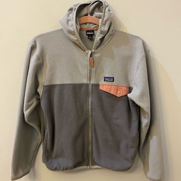 Patagonia Gray Micro D Snap-T Fleece Full Zip Jacket Kids Size L 12 - Picture 1 of 8